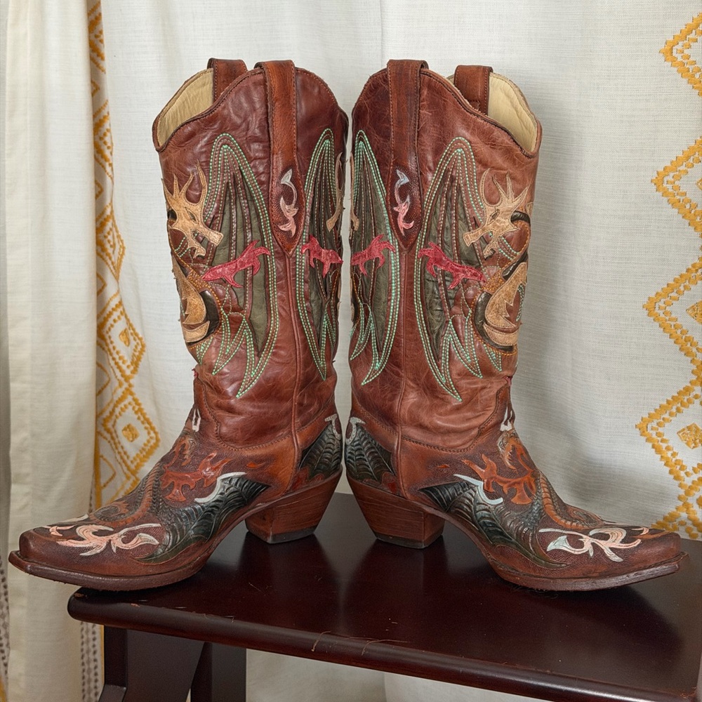 RARE collector Corral green dragon western boots - Picture 7 of 12